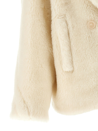 Max Mara White Alpaca Leather Coat