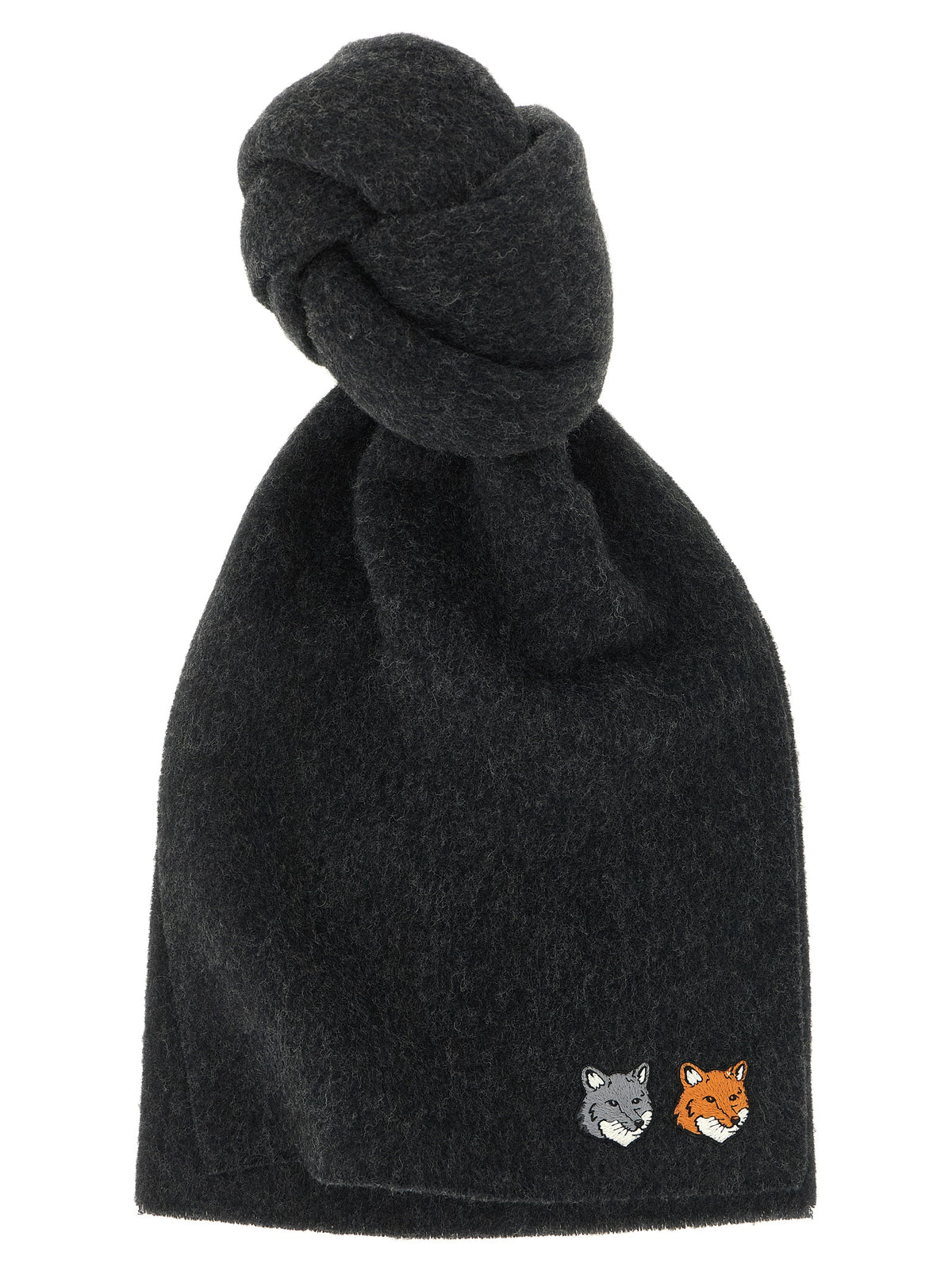 Maison Kitsuné Gray Virgin Wool Scarf