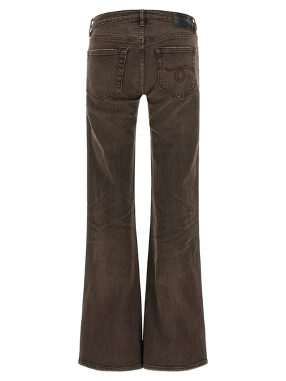 R13 Brown Cotton Flared Jeans