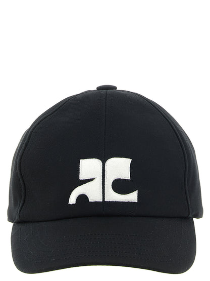 Courrèges Black Cotton Cap (Baseball Hat)