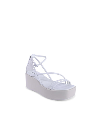 Calvin Klein White Leather Platform Sandals