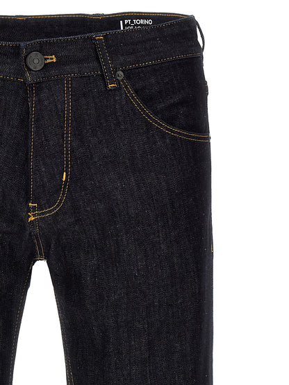 PT Torino Blue Cotton Straight-Leg Jeans