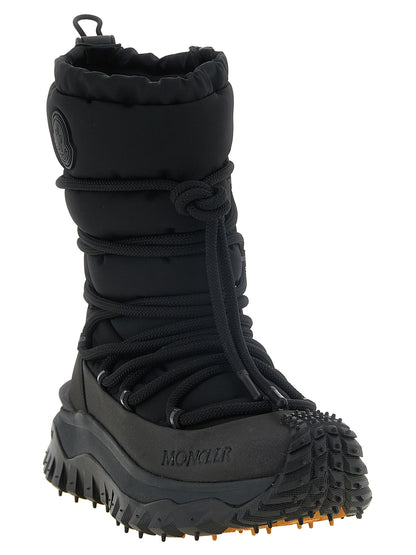 Moncler Black Polyamide Lace-Up Boots