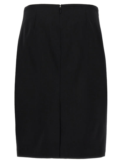 Versace Black Virgin Wool Midi Skirt