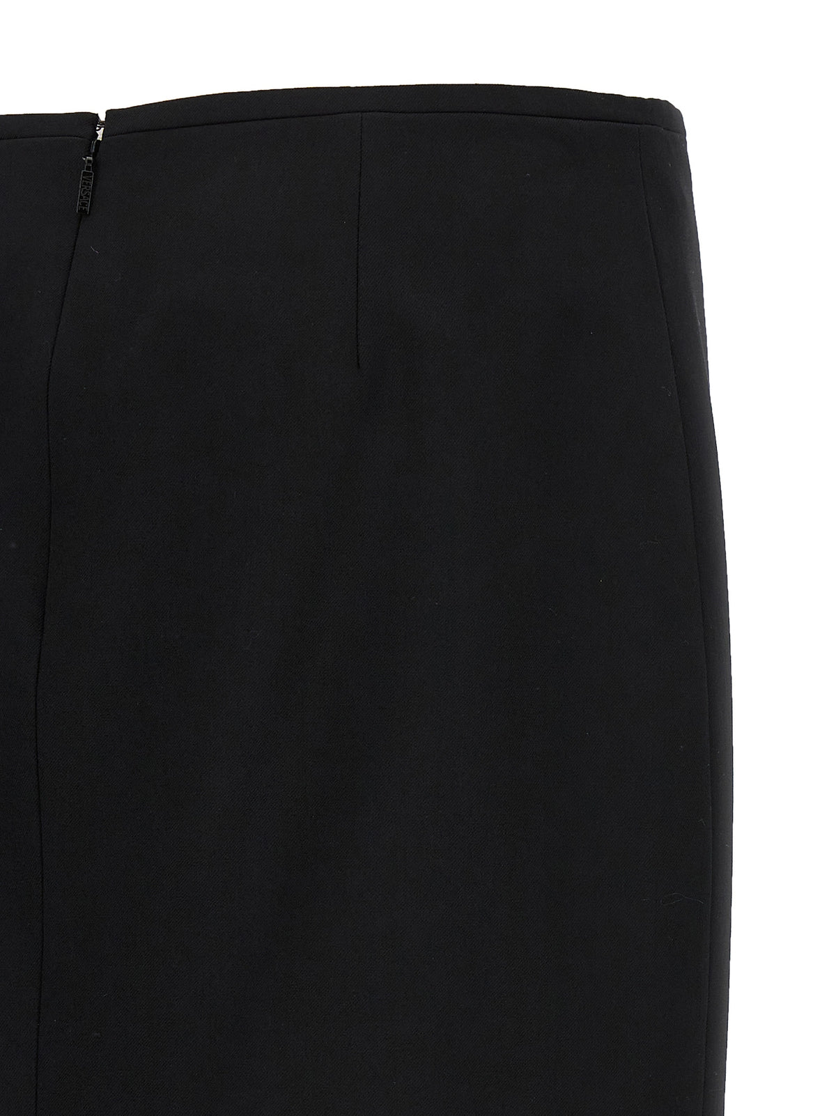 Versace Black Virgin Wool Midi Skirt
