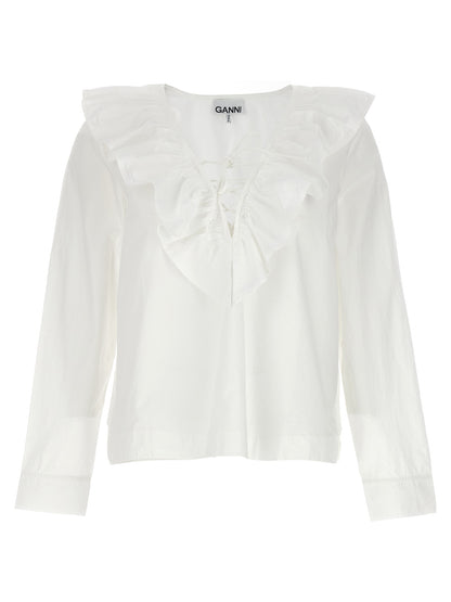 Ganni White Cotton Blouse