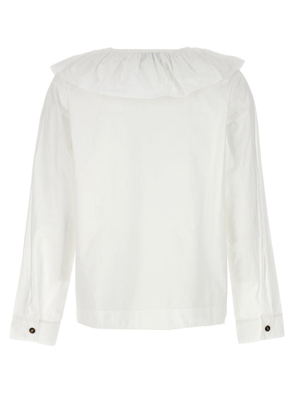 Ganni White Cotton Blouse