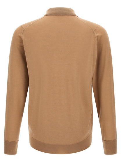 JOHN SMEDLEY Beige Merino Wool Polo Shirt