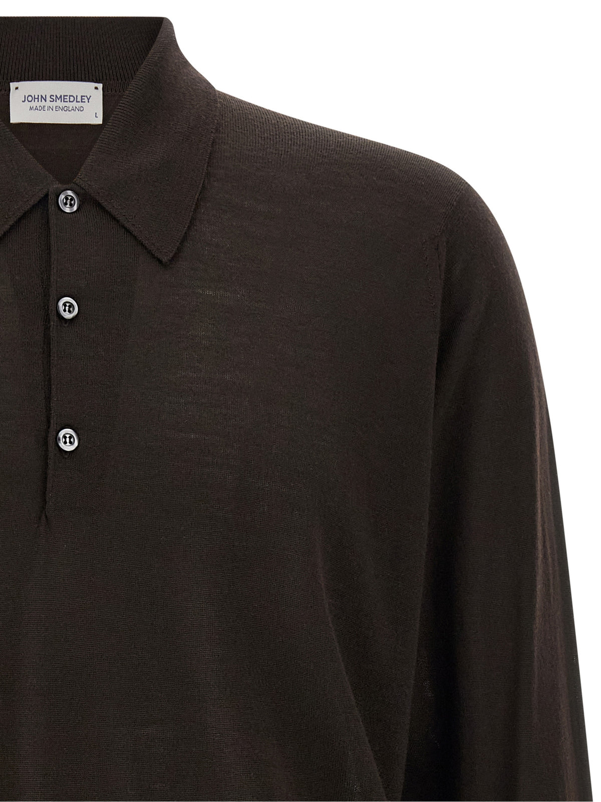 JOHN SMEDLEY Brown Merino Wool Polo Shirt
