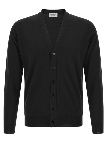 JOHN SMEDLEY Black Merino Wool Cardigan