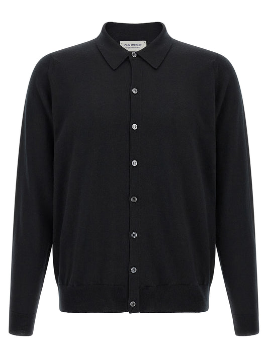 JOHN SMEDLEY Black Merino Wool Blouse