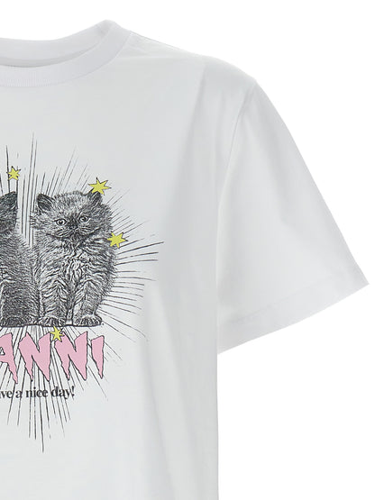 Ganni White Cotton T-Shirt