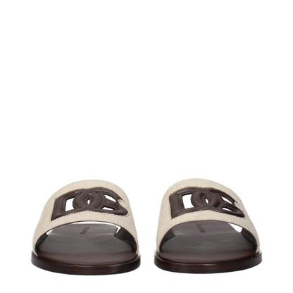 Dolce & Gabbana Beige Fabric Slippers