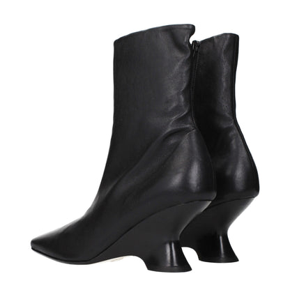 Dries Van Noten Black Leather Ankle Boots