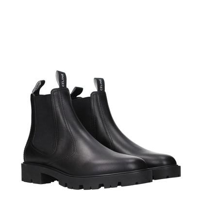 Celine Black Leather Ankle Boots