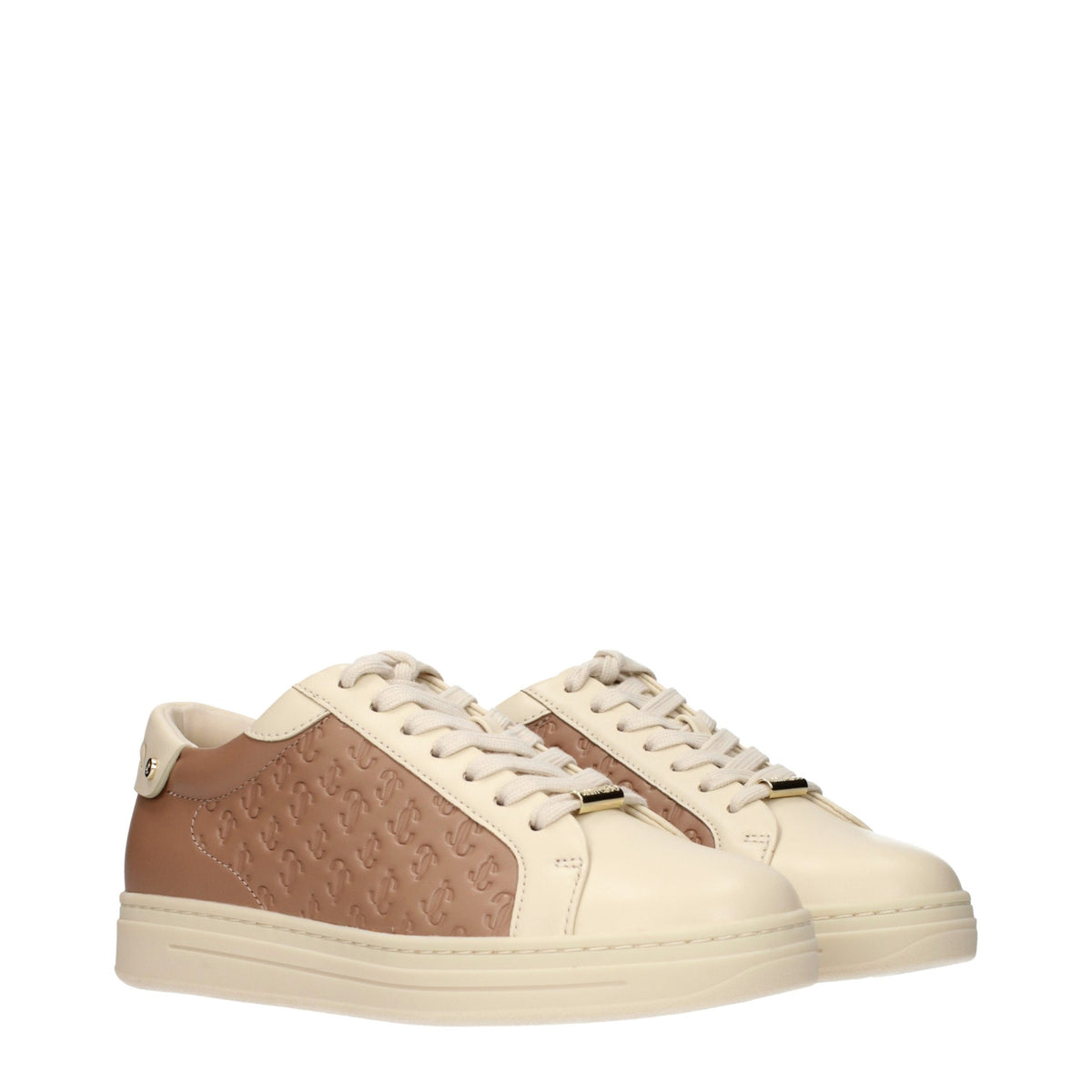 Jimmy Choo Beige Leather Low Top Sneakers