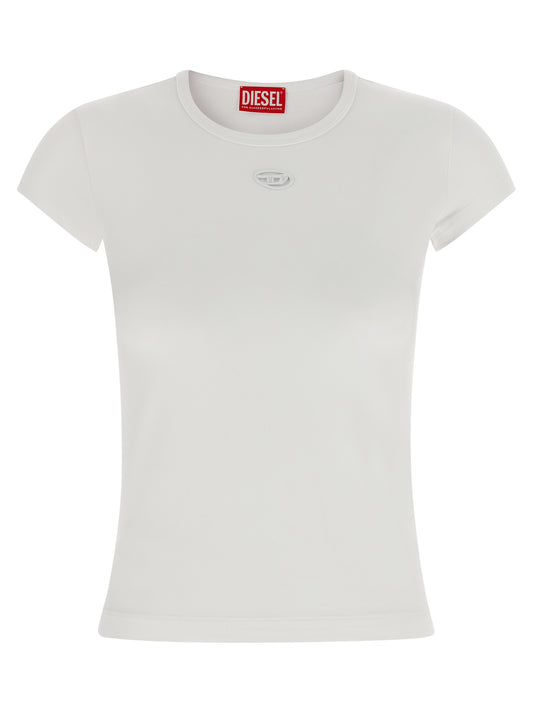 T-Shirt by Diesel for women in stretch cotton white features a plush silhouette, showcasing a sophisticated round neckline and short-sleeve for a truly plush finish.