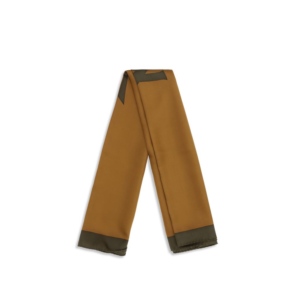 Saint Laurent Cassandre Silk Twill Square Scarf - Brown Signature