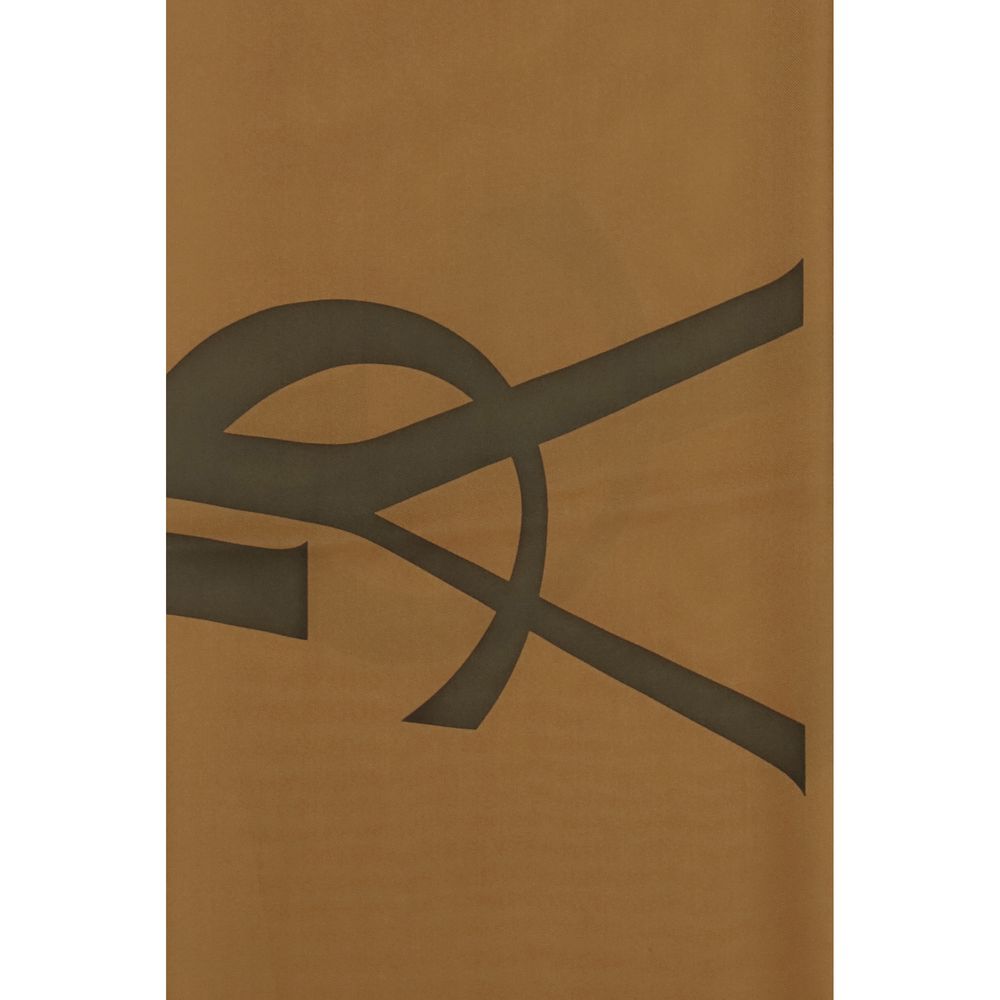 Saint Laurent Cassandre Silk Twill Square Scarf - Brown Signature