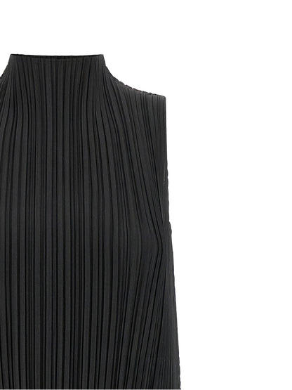 PLEATS PLEASE ISSEY MIYAKE Black Polyester Midi Dress