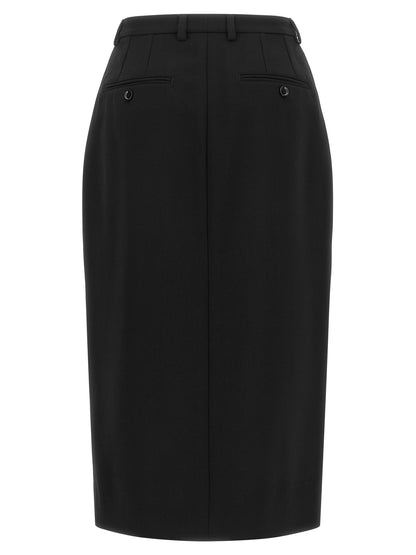 Dolce & Gabbana Black Virgin Wool Midi Skirt