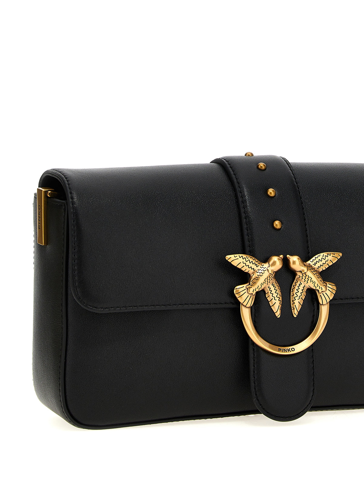 PINKO Black Calfskin Shoulder Bag