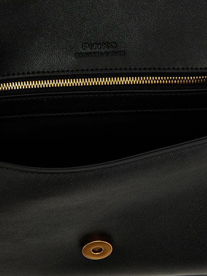 PINKO Black Calfskin Shoulder Bag