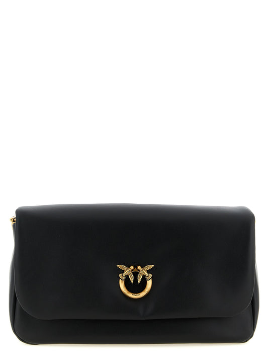 PINKO Black Lamb Leather Crossbody Bag