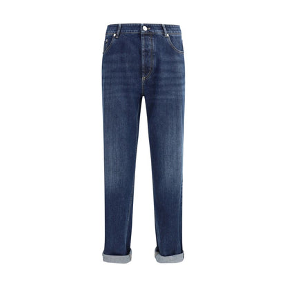 Brunello Cucinelli Blue Cotton Straight-Leg Jeans