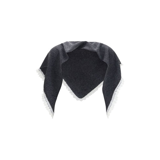Ganni Gray Wool Oves Aries Scarf