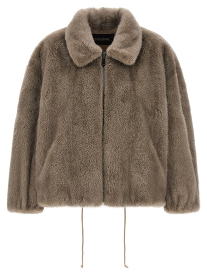 SIMONETTA RAVIZZA Gray Mink Full-Length Jacket