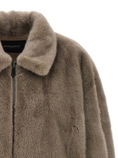 SIMONETTA RAVIZZA Gray Mink Full-Length Jacket