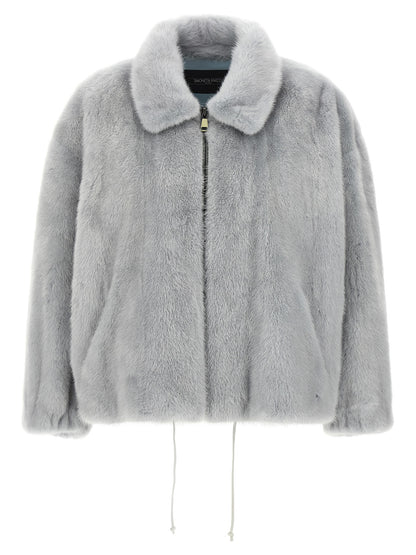 SIMONETTA RAVIZZA Gray Mink Full-Length Jacket