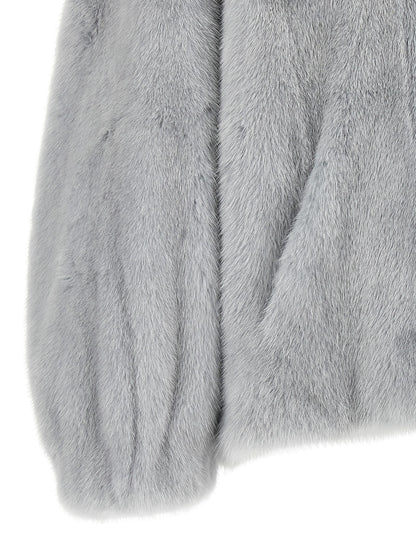 SIMONETTA RAVIZZA Gray Mink Full-Length Jacket