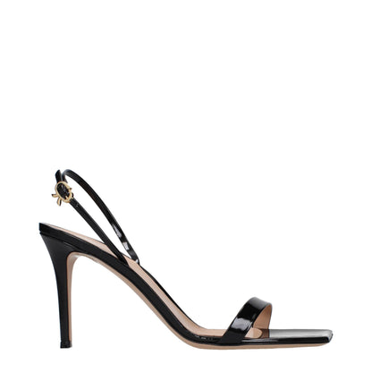 Gianvito Rossi Black Leather Stiletto Heel Sandals