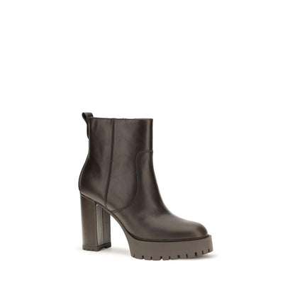PINKO Brown Calf Leather Bos Taurus Ankle Boots