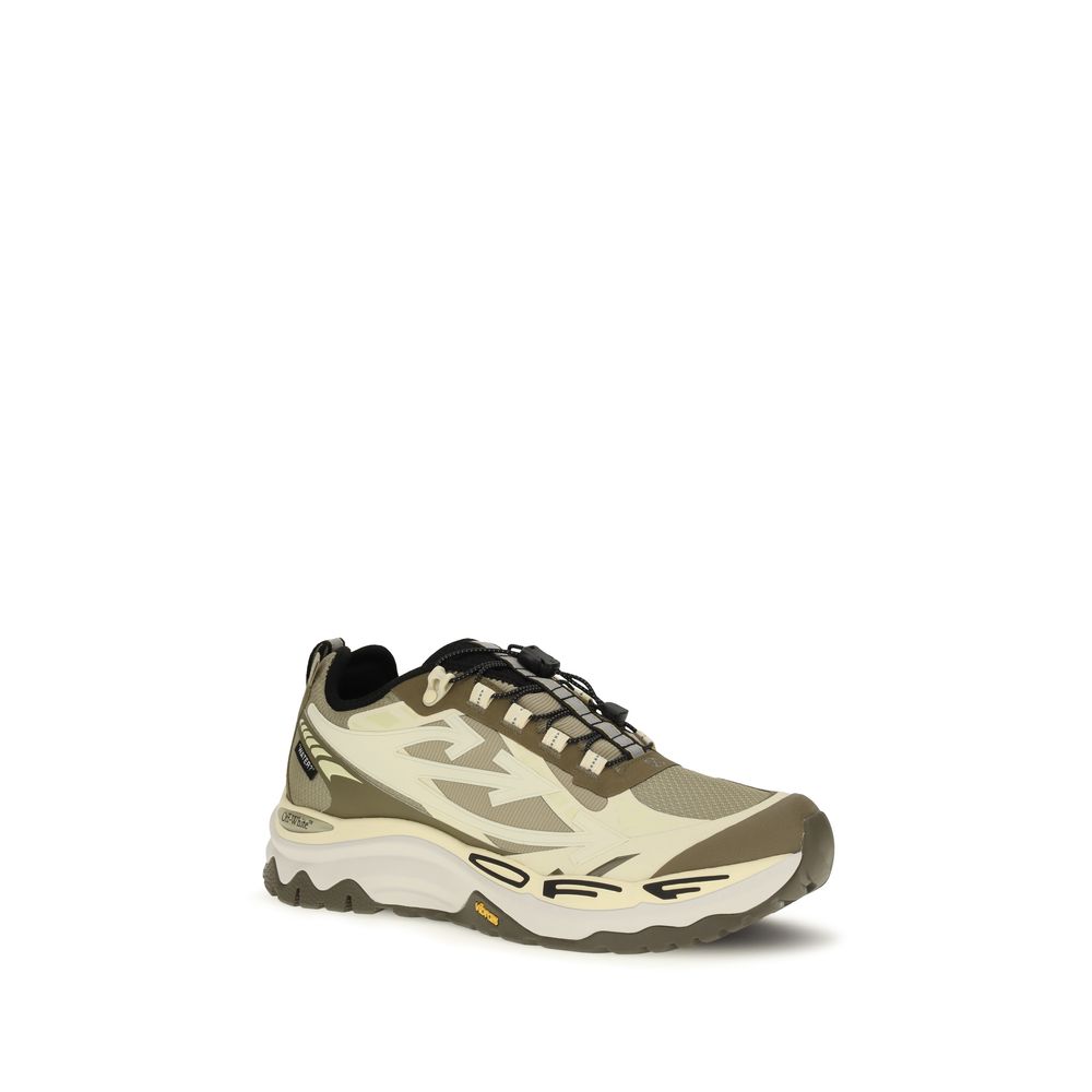 Off-White Bicolor Polyester Athletic Sneakers