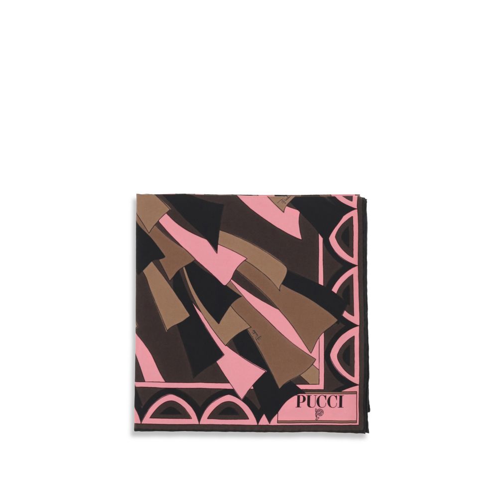 Scarf by Emilio Pucci for women in silk multicolor & print features a timeless silhouette, artfully capturing the essence of the timeless Silk Square Scarf design for a sophisticated look.