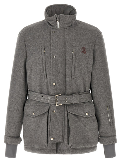 Brunello Cucinelli Gray Wool Full-Length Jacket
