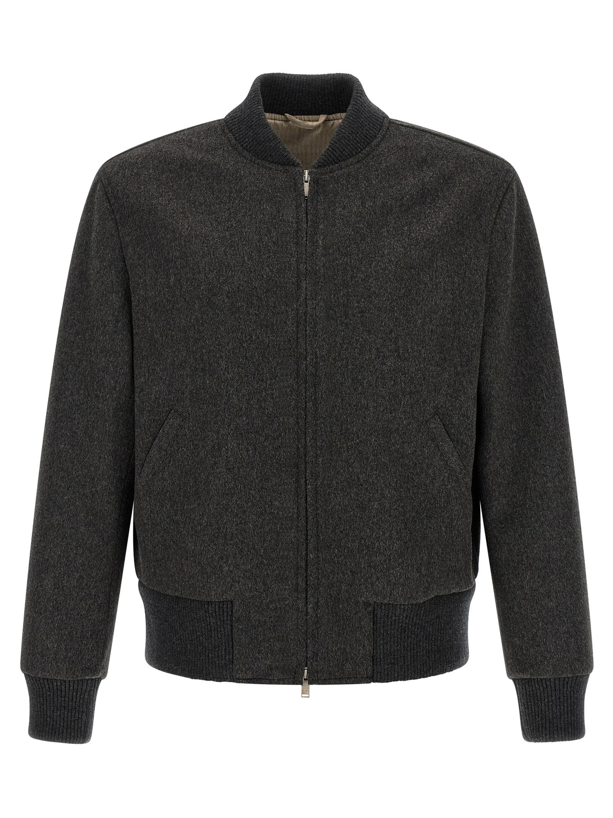 Lardini Gray Virgin Wool Bomber