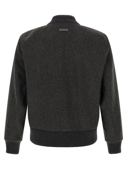 Lardini Gray Virgin Wool Bomber