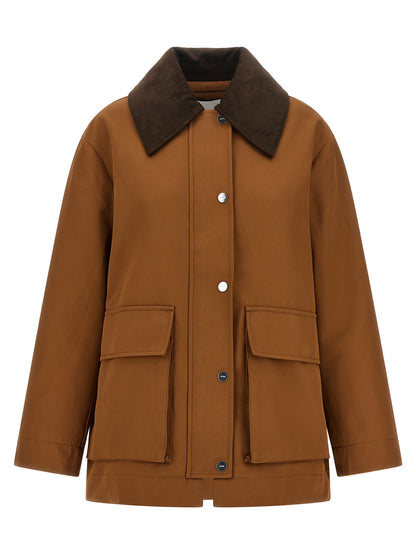 Ganni Brown Recycled Polyester Full-Length Jacket