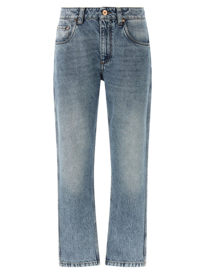 Brunello Cucinelli Blue Cotton Straight-Leg Jeans