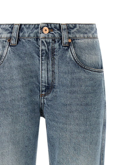 Brunello Cucinelli Blue Cotton Straight-Leg Jeans