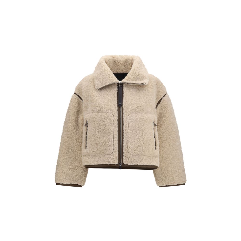 PINKO Beige Polyester Full-Length Jacket