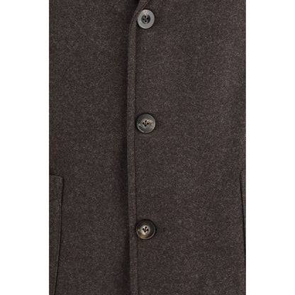 Finamore Brown Wool Oves Aries Full-Length Jacket