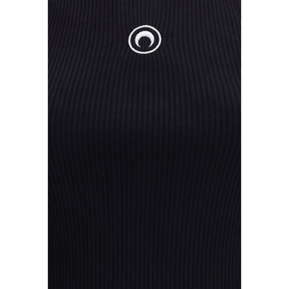 Marine Serre Black Organic Cotton Sleeveles T-Shirt