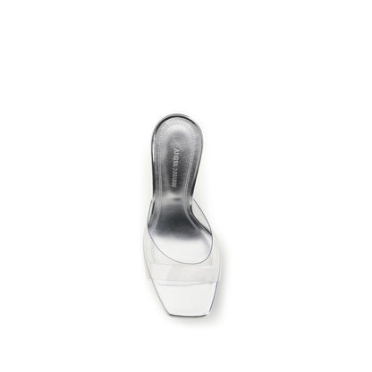 Amina Muaddi Silver Pvc Platform Sandals
