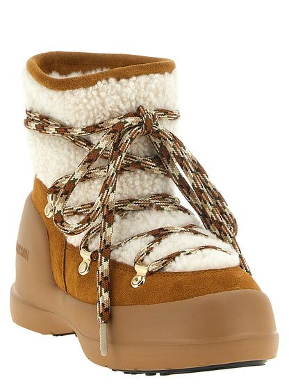 Moon Boot Beige Lamb Fur Flat Boots