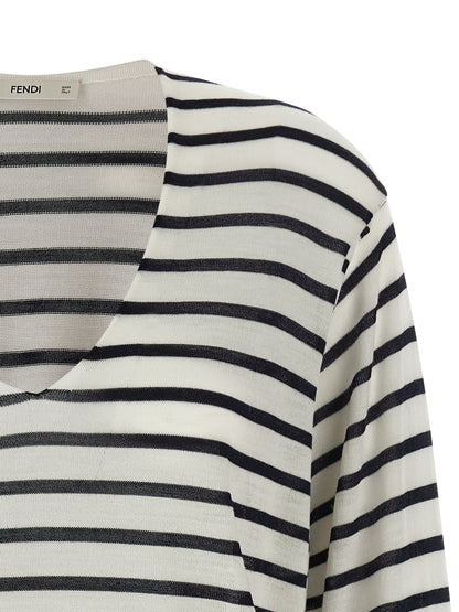 Fendi Bicolor Virgin Wool Cardigan